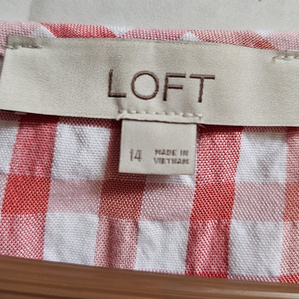 Ann Taylor LOFT Red & White Gingham Plaid Maxi Dress 14 Cottagecore Tomato Girl - Picture 8 of 11